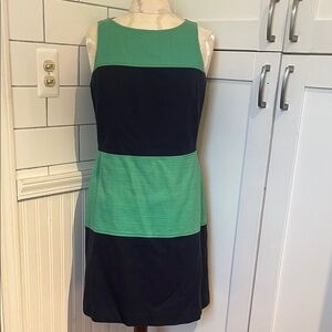 Banana Republic Colorblock Sleeveless Dress with pockets - Green & Blue Stripes